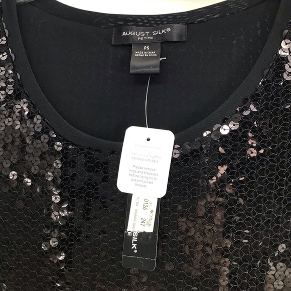 AUGUST SILK Sequined Short Sleeve Scoop Neck Top NWT Size Petite Small - Picture 5 of 8